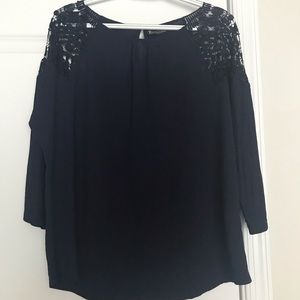 NWOT NY&Co Navy Blue Top w/ Open Shoulders